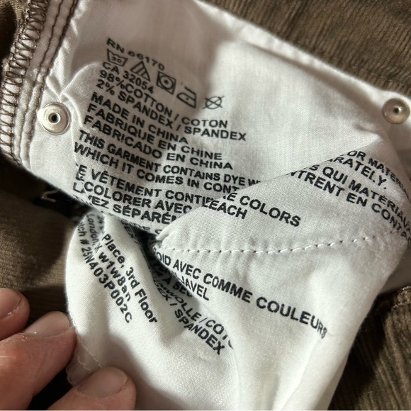 New BDG Women’s Mid Rise Cigarette Ankle Pants 32x30 Brown Corduroy BNWT - Picture 5 of 6